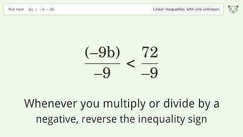 Solving Linear Inequalities: 64 is Smaller Than -8-9b