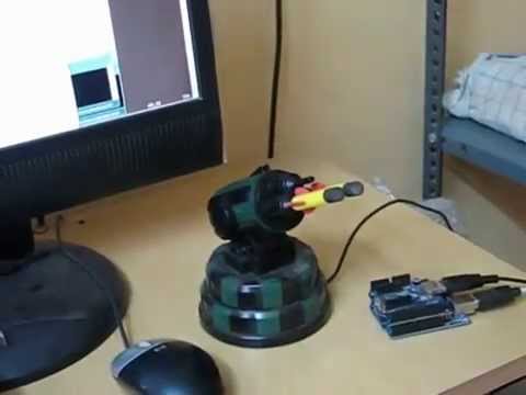 Arduino controlling a USB Missile Launcher - YouTube