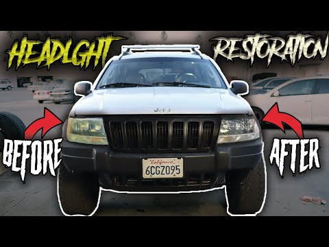 HOW TO RESTORE HEADLIGHTS ON ANY CAR ( EASY )  | Jeep WJ Grand Cherokee