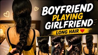 Boyfriend Playing Girlfriend Long Hair ❤️ Relaxing Hair Play ASMR