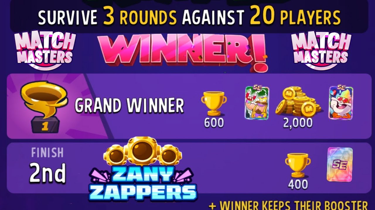 zany zappers super sized match rumble 20 players match masters zany