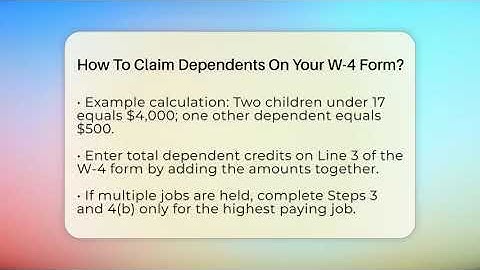 How To Claim Dependents On Your W-4 Form? - Your Paycheck Planner