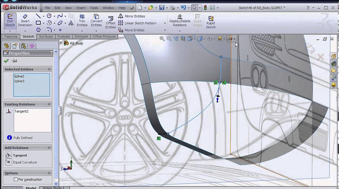 Modeling Audi R8 in SolidWorks 11(53) - YouTube