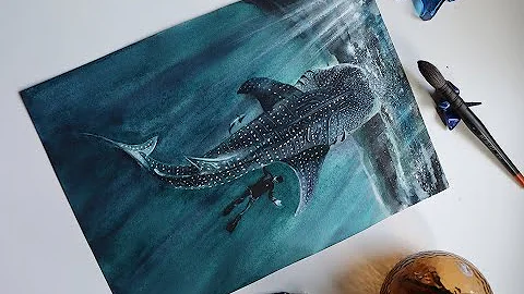 Easy watercolor whale shark step by step tutorial | How to paint a whale shark | tutorials | Part 1