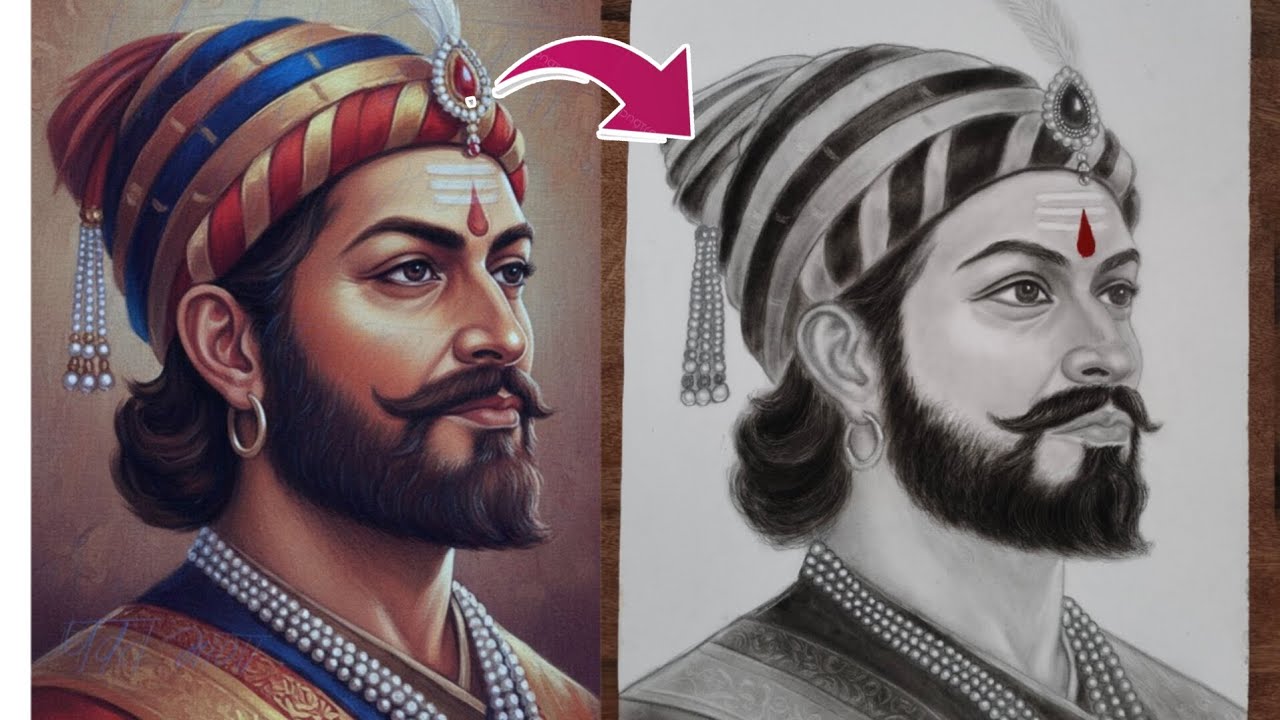 How to draw Chatrapati Shivaji Maharaj drawing | Shivaji drawing outline tutorial 
