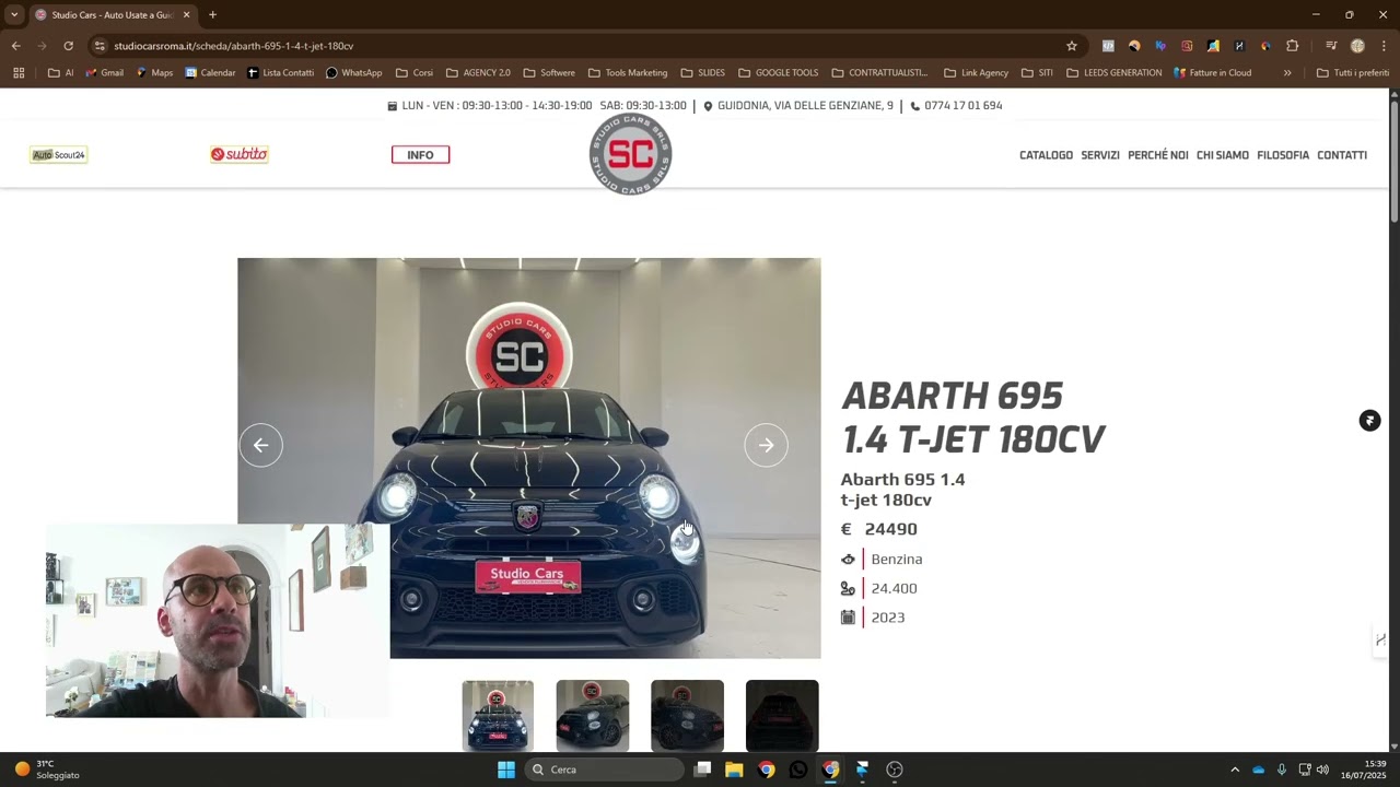 Presentazione del sito web realizzato per concessionario auto usate con sezione commerciale