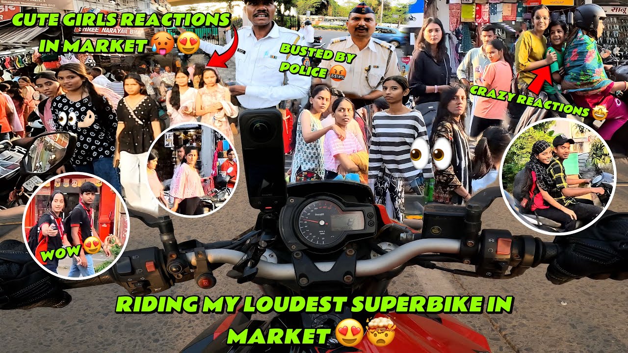 MARKET REACTIONS ON MY LOUDEST SUPERBIKE 😍 | CUTE GIRLS REACTIONS 🥰 | riderxdany