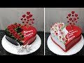 Amzing Two Heart Shape Cake Design Heart Shape Red Colour Flowers Decorating ideas making