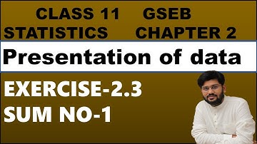 | exercise 2.3 sum 1 | presentation of data stat | chapter 2 stat class 11 | chapter 2 stat std 11 |