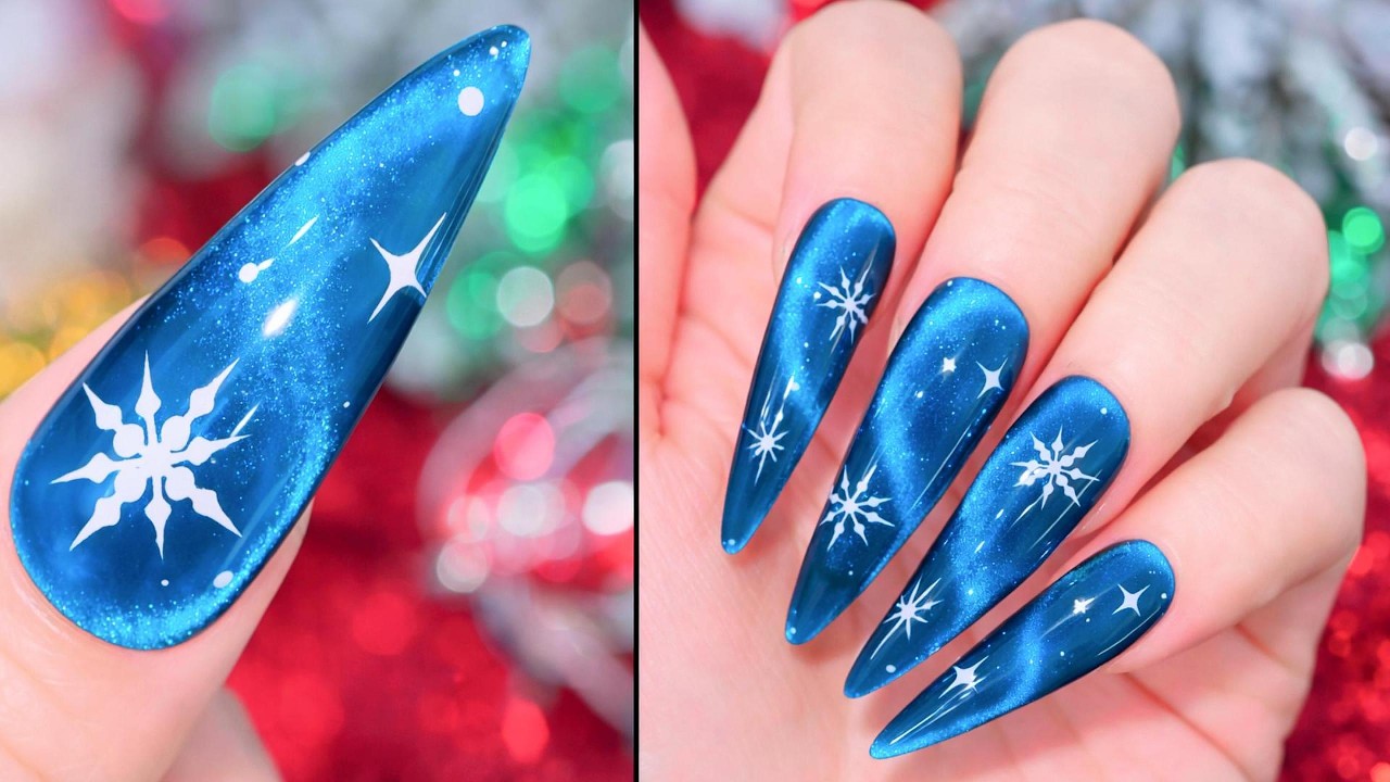 Frozen Blue Snowflake Nails So Satisfying to Watch | Beautiful Easy Nail Art Designs