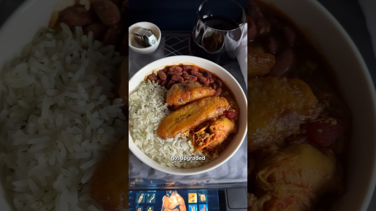 First class meal flying out of Puerto Rico