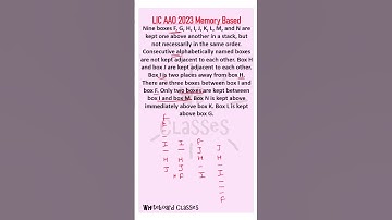 LIC AAO 2023 Memory Based Puzzle | Box Arrangement | Reasoning Shorts | Tarun Jha
