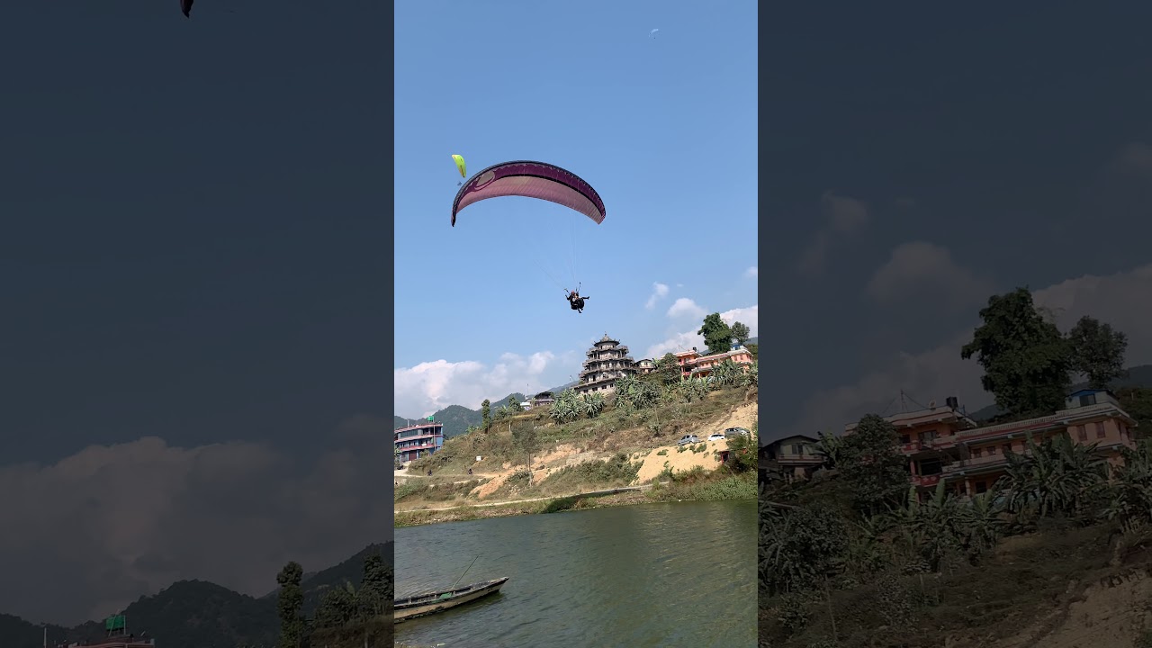 ⁣Paragliding Water Touch Landing, Ones Upon a Time in Pokhara , Nepal