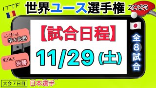 Match Schedule Day 7 Of The Tournament 8 Matches For Japanese Players Ittf World Youth Cha...