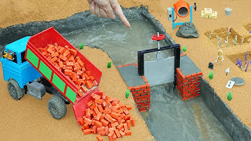DIY Mini Cement and Metal Brick Dam Building Science Project @DIYTractorKings