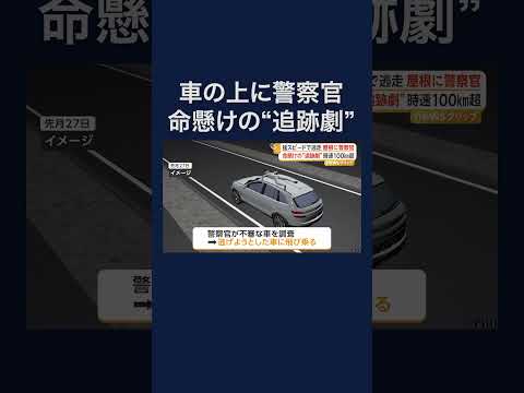 猛スピードで逃走の車の上に警察官 インド #shorts