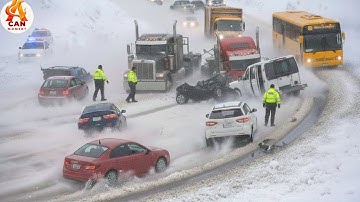 Icy Road Madness Caught on Camera - How Drivers Lose Control in Winter Storms #17