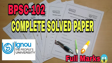 BPSC 102।IGNOU ASSIGNMENT।BAPSH।2020-2021 Session ।