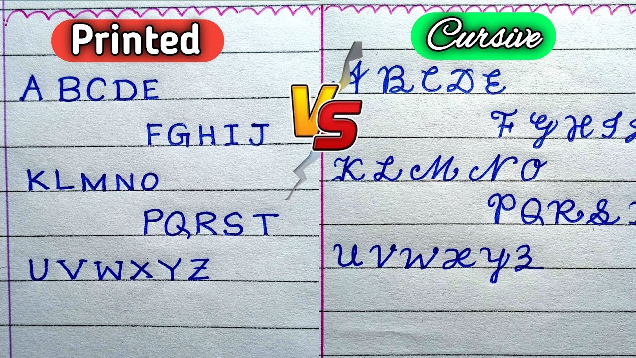 Printed Vs Cursive Handwriting ️ | Handwriting Learning | - YouTube