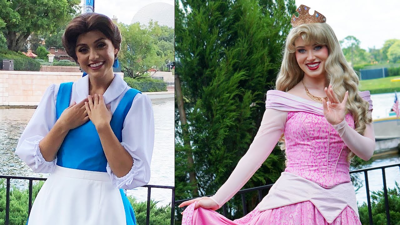 Belle and Aurora New Distanced Meet and Greet at Epcot France PLUS