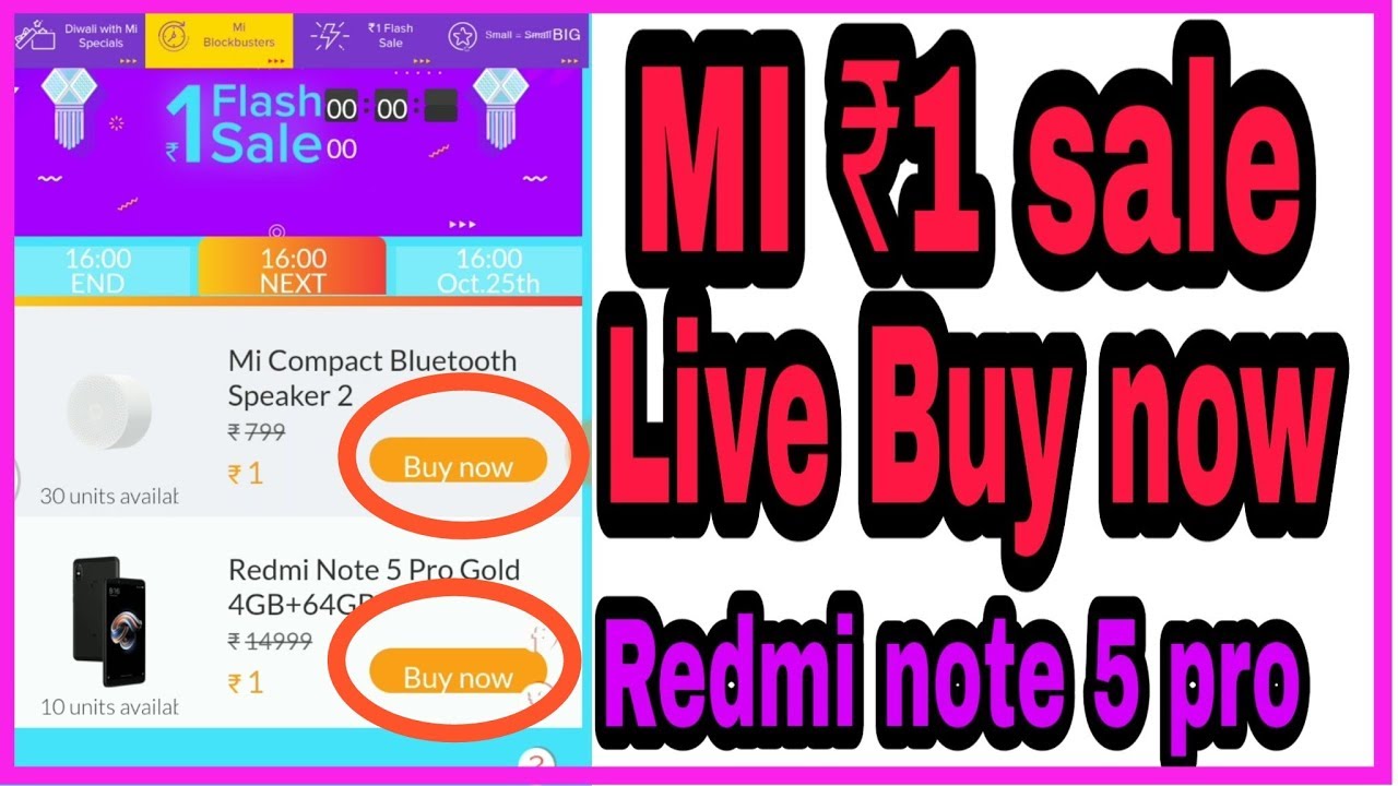 Mi  ₹=1 Diwali sale live