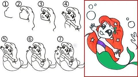 How to Draw Mermaid Ariel Cute and Easy