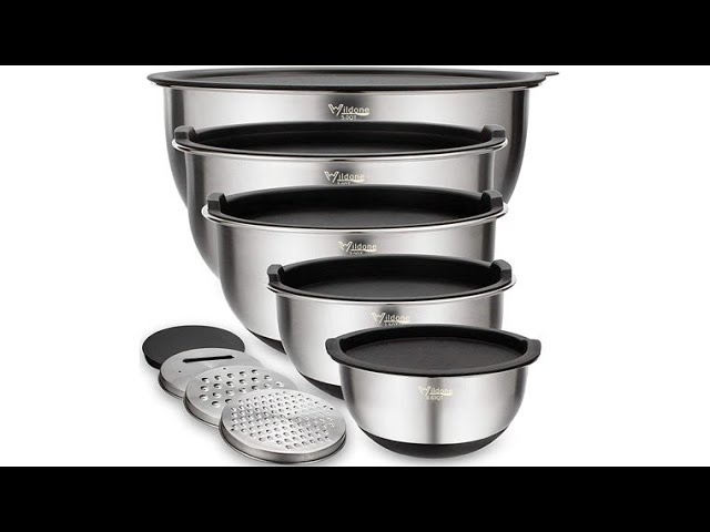 5 quart mixing bowl and colander set with grater attachments (6 piece set)