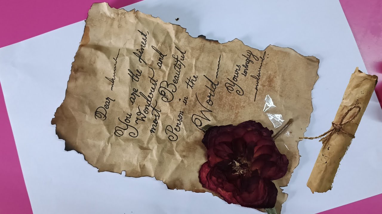 Vintage letter 💕/vintage love letter/vintage letter easy tutorial using coffee powder/love letter