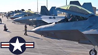 USAF, Air Dominance. F22, F-35 fighter jets. Large-scale military exercises in the United States.