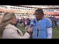 Cam Ward reacts to passing Marcus Mariota's rookie passing yards record as Titans destroy Chiefs
