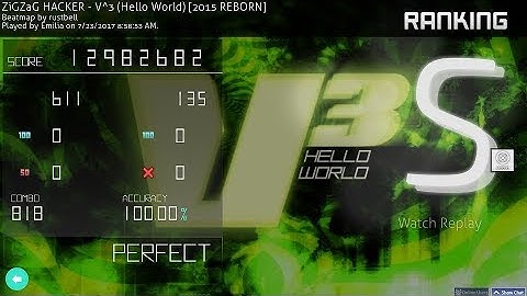 ReplayEdit | Emilia | 8.39* SS | ZiGZaG HACKER - V^3 (Hello World) [2015 REBORN] cursor comparison.