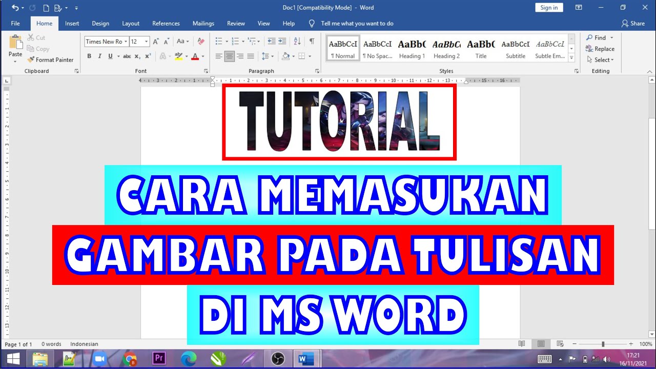 Cara Memasukan Gambar Ke Dalam Tulisan di Microsoft Word - YouTube