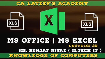 MS Excel | MS Office | Knowledge of Computers | lecture 20 | JKSSB Exams | Behjat Riyaz ( M Tech IT)