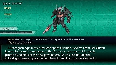 Ally Space Gunmarl (Darry) All Attacks (Gurren Lagann), Super Robot Wars X.