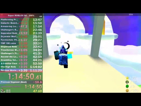 Super Roblox 64 100 Speedrun Attempt 1 1 14 52 Youtube - super roblox 64super roblox sunshine part 1 sr64