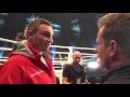 Mick Hennessy and Vitali Klitschko argue over the ring canvas, Dusseldorf, 28th Nov 2015
