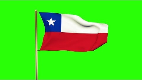 Chile Flag Waving In The Wind. Green Screen, Alpha Matte. Loopable Animation Stock Animation