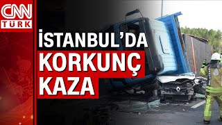 Beykozda Facia Beton Yüklü Kamyon Aracın Üzerine Devrildi