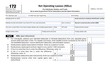 IRS Form 172 walkthrough (Net Operating Losses)