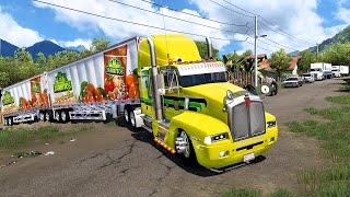 Doble tráiler Kenworth T600 Carretera Abandonada Mapa de México American Truck Simulator