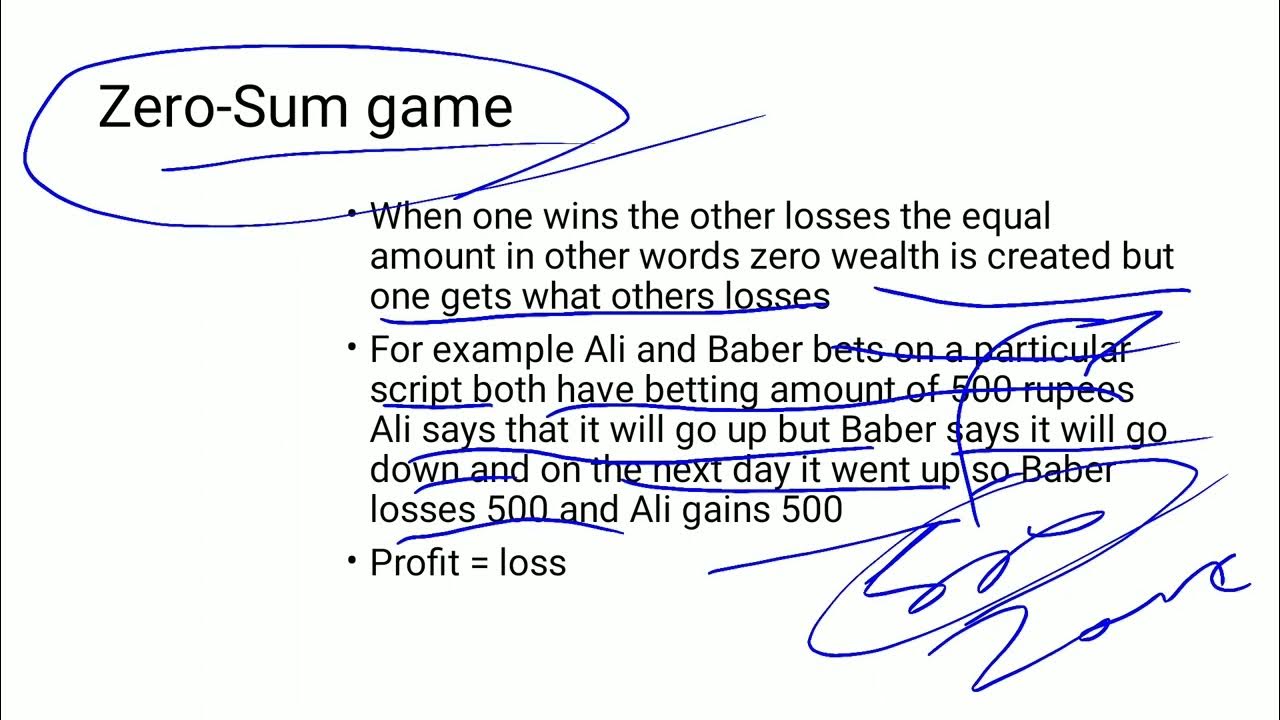 Positive Sum game Zero Sum game Negative Sum game explained in