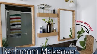Bathroom Makeover // Laser Engraved Mirrors and Floating Shelves (2021)