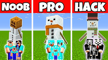 SNOWMAN BUILD CHALLENGE - NOOB vs PRO vs HACKER vs GOD Minecraft Animation