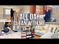 ALL DAY CLEAN WITH ME! NEW COUCH REVEAL | KITCHEN CLEAN & ORGANIZE | CLEANING MOTIVATION |Nia Nicole
