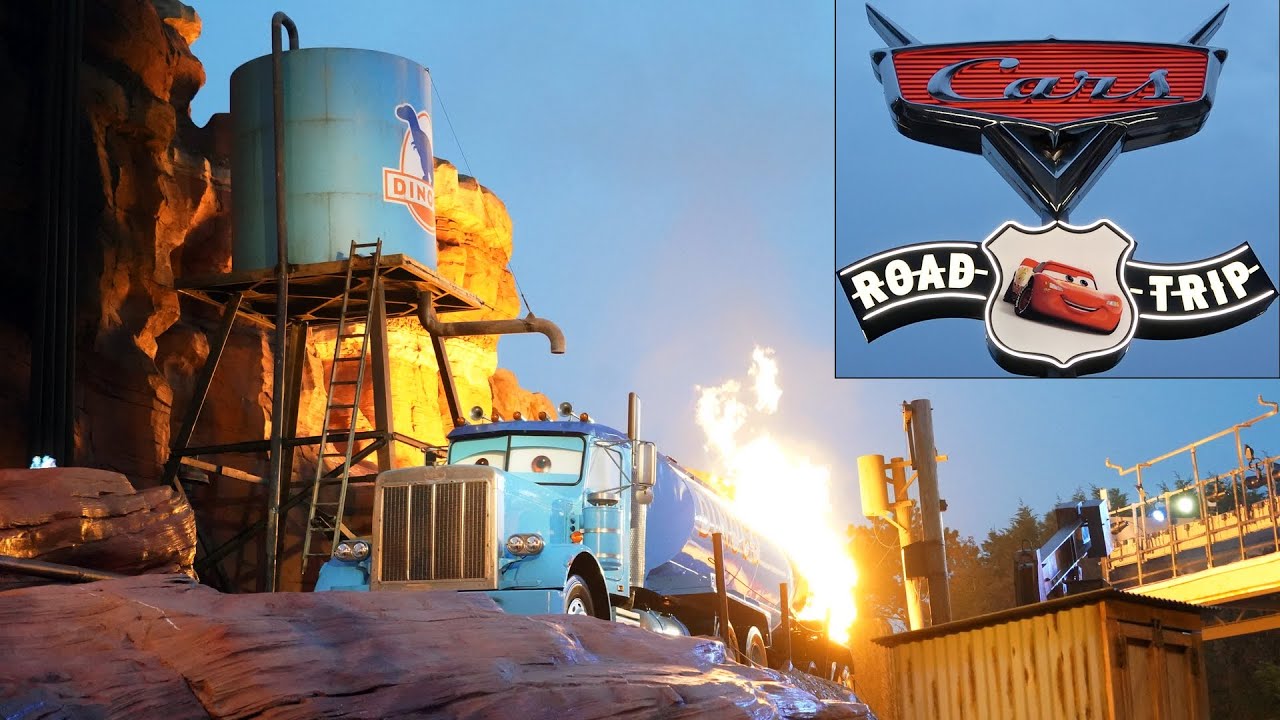 Cars Road Trip POV at Night (Dusk) with Lighting - Walt Disney Studios Park, Disneyland Paris