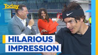 Hilarious tennis impersonator catches up with the show | Today Show Australia