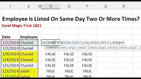 Conditional Format Row When Employee Is Listed More Than 1 Time For Date. Excel Magic Trick 1821.