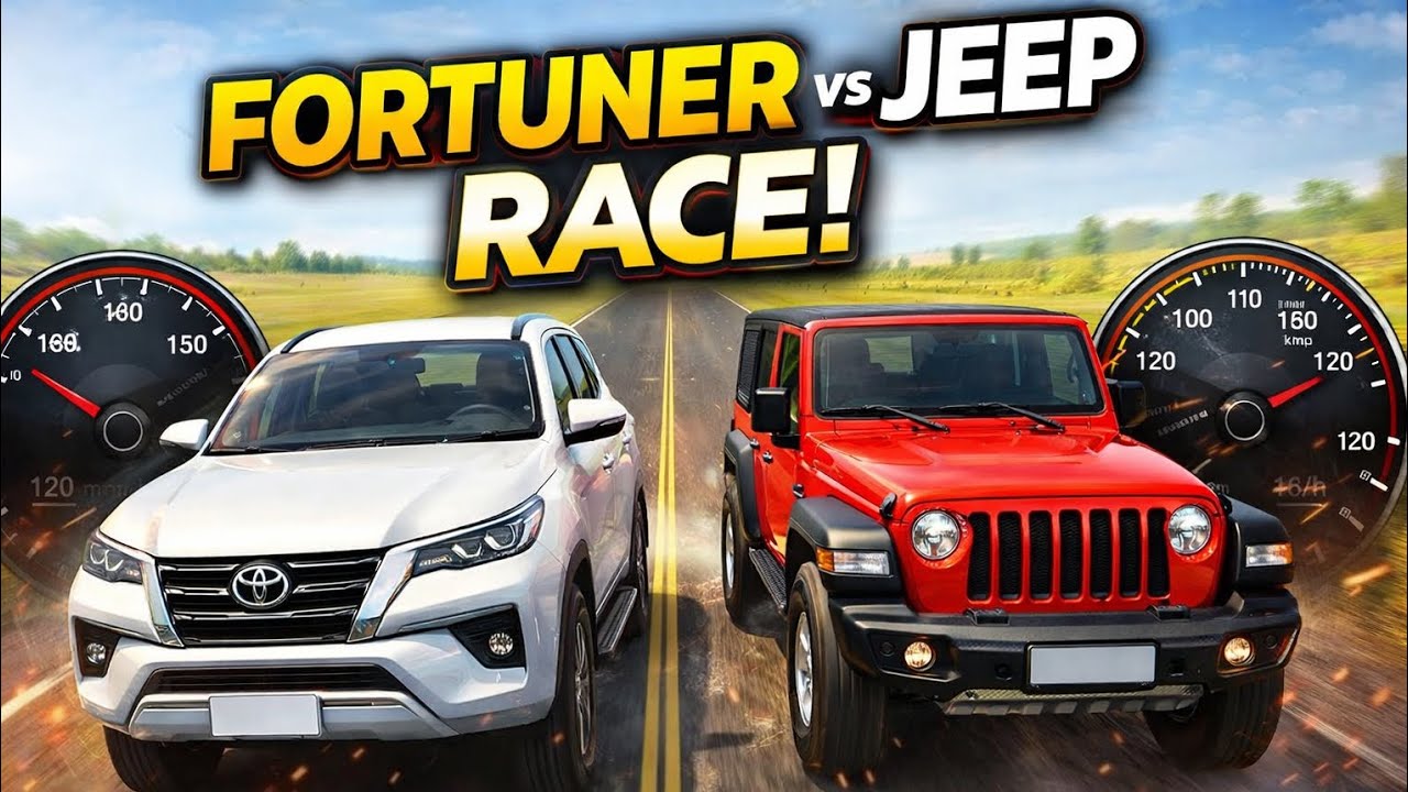 Fortuner vs mahindra thar race #video #viral #trending 