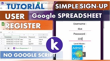 Tutorial Create Register/SignUp Sederhana G-Form - Kodular to Spreadsheet | NoGoogle Script | Pemula