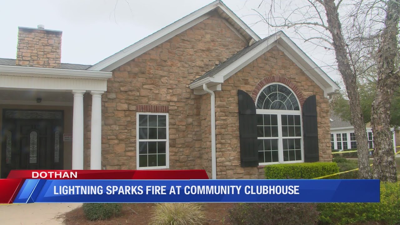 Lightning sparks fire at Dothan clubhouse - YouTube
